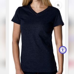 Stanfields 100% Cotton Made In Canada Black Vneck Womens Short Sleeve Tshirt Tee